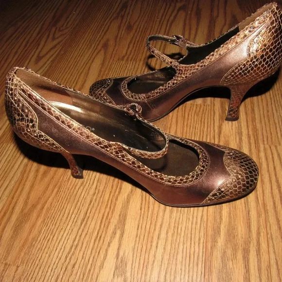 Franco Sarto Mary Jane Snakeskin Pumps Heels 8.5M - Picture 3 of 7
